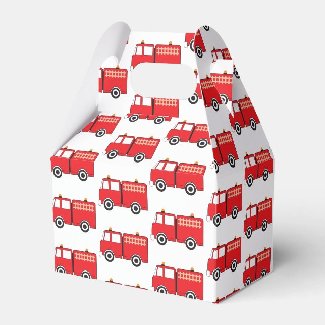 Red Fire Truck Pattern Favour Box (Front Side)
