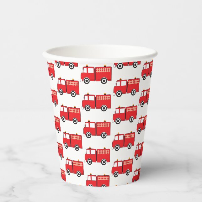 Red Fire Truck Pattern  Paper Cups (Front)