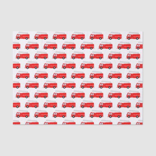 Red Fire Truck Pattern Tissue Paper (Front)