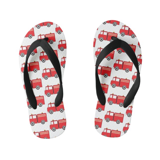Red Fire Truck Pattern Toddler Kid's Thongs (Footbed)