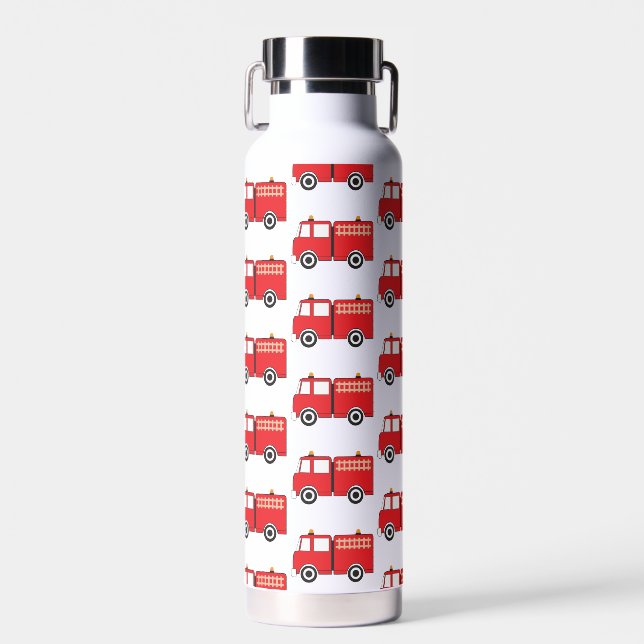 Red Fire Truck Pattern Water Bottle (Front)