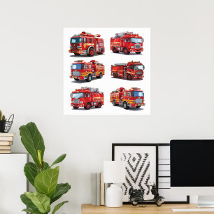 Red Fire Truck Poster