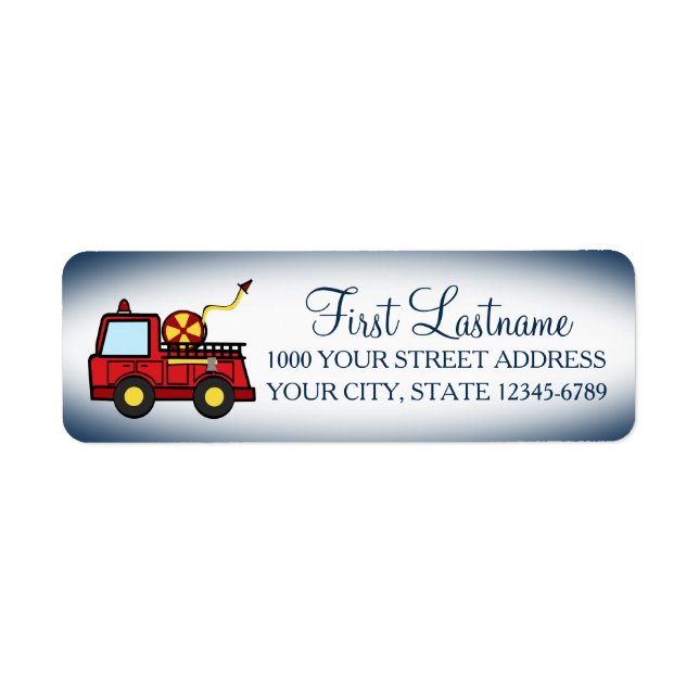 Red Fire Truck Return Address Label (Front)