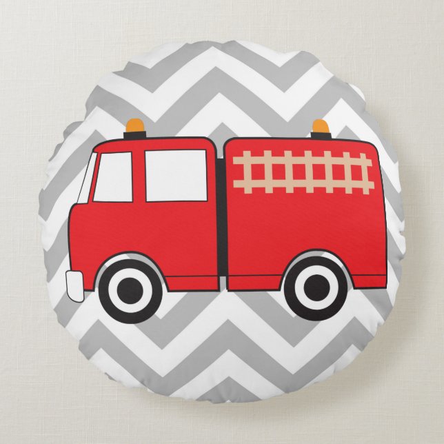 Red Fire Truck Round Cushion (Front)