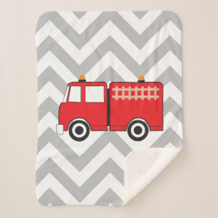 Red Fire Truck Sherpa Blanket