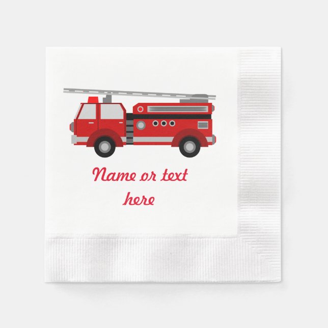 Red Fire truck with text Napkin (Front)