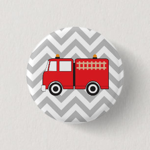 Red Fire Truck ZigZag 3 Cm Round Badge