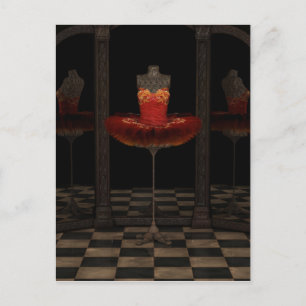 Red Firebird Classical Ballet Tutu Reflections Postcard