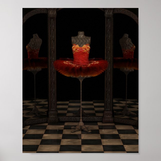 Red Firebird Classical Ballet Tutu Reflections Poster (Front)