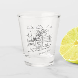 Red Firefighter Alarm Firetruck Birthday Supplies Shot Glass