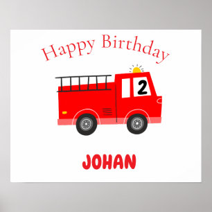 Red Firetruck Birthday Guest Book