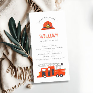 Red Firetruck Engine Kids Any Age Birthday Invite