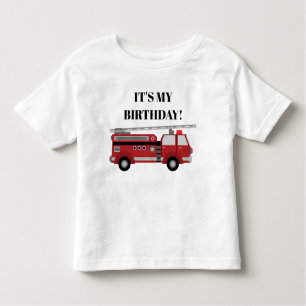 Red Firetruck It's My Birthday Personalised Toddler T-Shirt