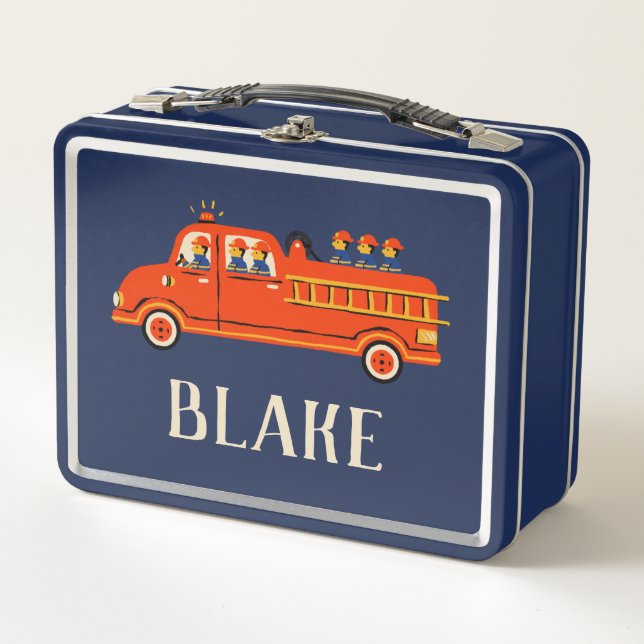 Red Firetruck Metal Lunchbox (Front)