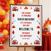 Red Firetruck Sound the Alarm Boy Birthday