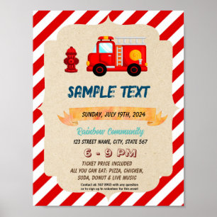Red Firetruck theme flyer Poster