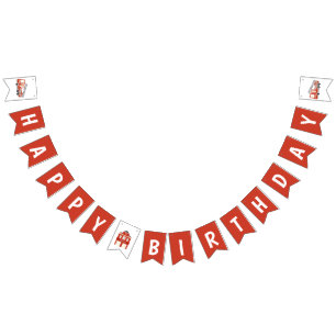 Red Firetruck Theme Happy Birthday Bunting