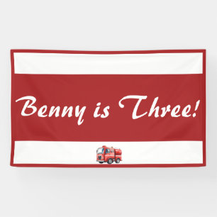 Red firetruck upsherin birthday party  banner