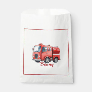 Red firetruck upsherin birthday party favour bag