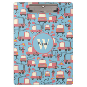 Red Firetrucks Firefighter Kids Personalised Clipboard