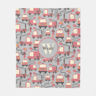 Red Firetrucks Firefighter Kids Personalised Fleece Blanket