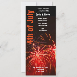 red fireworks 4th of july invitation