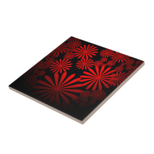 Red Fireworks Ceramic Tile