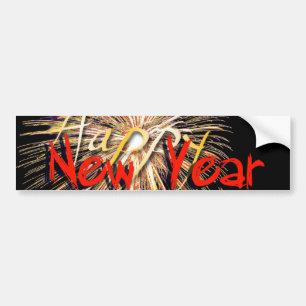 Red Fireworks Happy New Year 2019 Bumper S Sticker