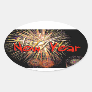 Red Fireworks Happy New Year 2022 O Sticker