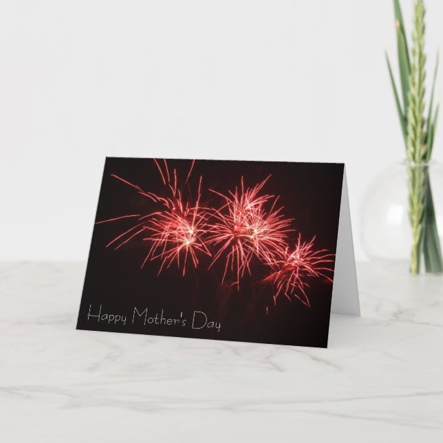 Red Fireworks Mother's Day Card (Front)