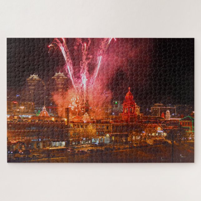 Red Fireworks over The Plaza, Kansas City  Jigsaw Puzzle (Horizontal)