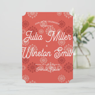 Red Fireworks Wedding Invitation Card