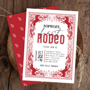 Red First Rodeo Birthday Invitation – Western Cowb