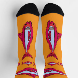 Red Fish Crew Socks