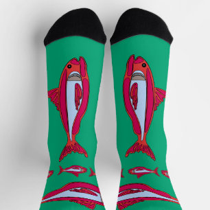 Red Fish Crew Socks