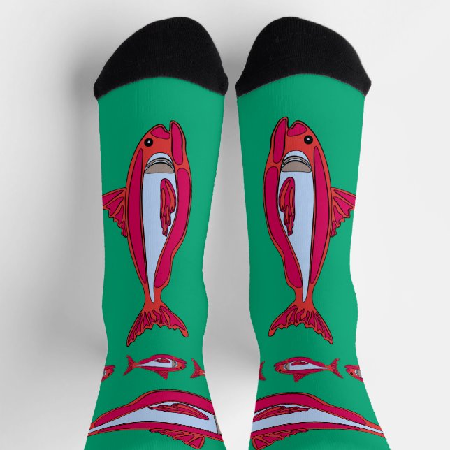 Red Fish Crew Socks (Top)