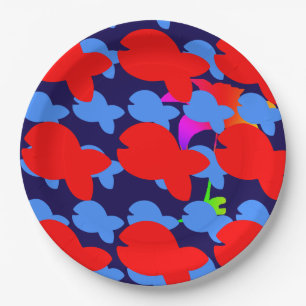 Red Fish Kids Paper Plate