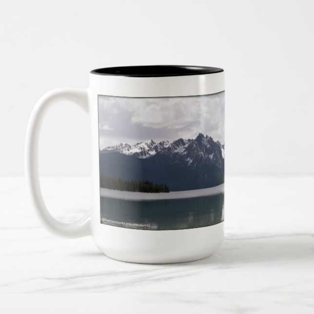 Red Fish Lake Idaho Two-Tone Coffee Mug (Left)