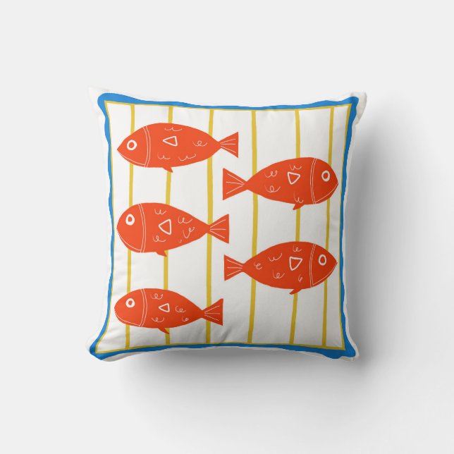 Red Fish Nautical Pillow (Front)