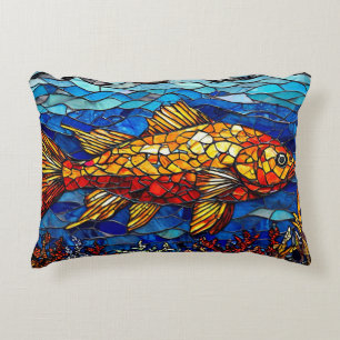 Red Fish Stained For Coastal Home Decor Decorative Cushion