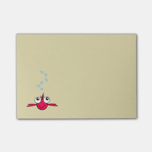 Red Fish with Big Eyes Cartoon Illustration Post-it Notes