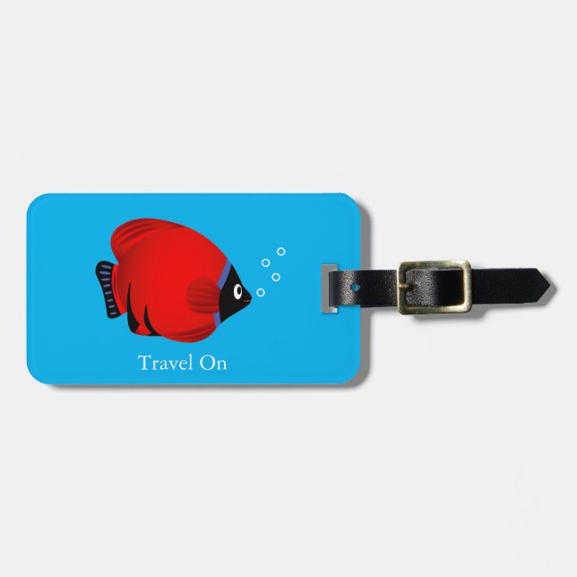 Red Fish with Custom Text Luggage Tag (Front Horizontal)
