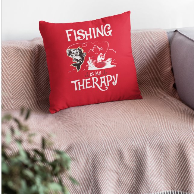 Red Fishing Is My Therapy Row Boat  Cushion (Creator Uploaded)