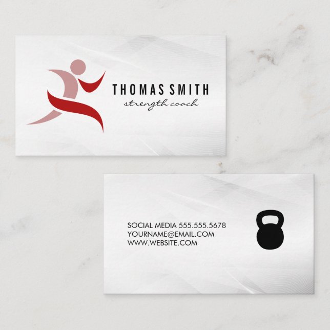 Red Fitness Logo | Health Business Card (Front/Back)
