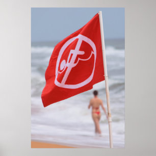 Red Flag on the Beach  --  Florida  Poster