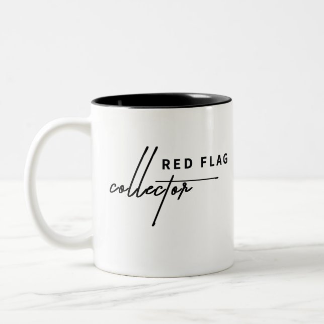 Red Flag – Sip with a Side of Warning Two-Tone Coffee Mug (Left)