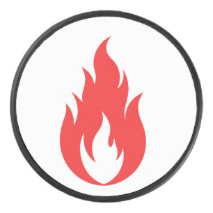 Red flame hockey puck