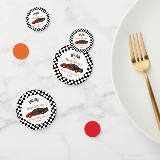 Red Flame Race Car Ready Set Go Baby Shower Confetti (Group)