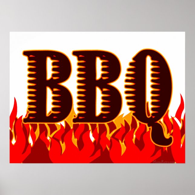 Red Flames BBQ Art Print (Front)
