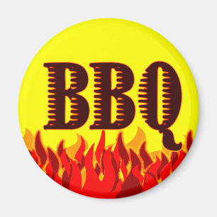 Red Flames BBQ Saying Magnet